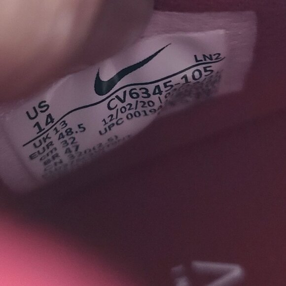 NEW Nike Vapor Edge Pro 360 Football Cleats CV6345-105 Size 14 White Burgandy - Picture 7 of 7